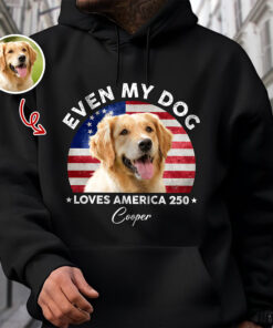 Alternative view of Custom Photo Even My Dogs Love America 250 Dark Shirt