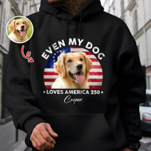 Alternative view of Custom Photo Even My Dogs Love America 250 Dark Shirt HO82 894718