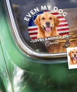 Alternative view of Custom Photo Even My Dogs Love America 250 Sticker