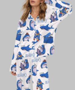 Cute Blahaj Silky Satin Pajama Set