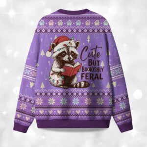 Alternative view of Cute But Bookishly Feral Christmas Ugly Sweater