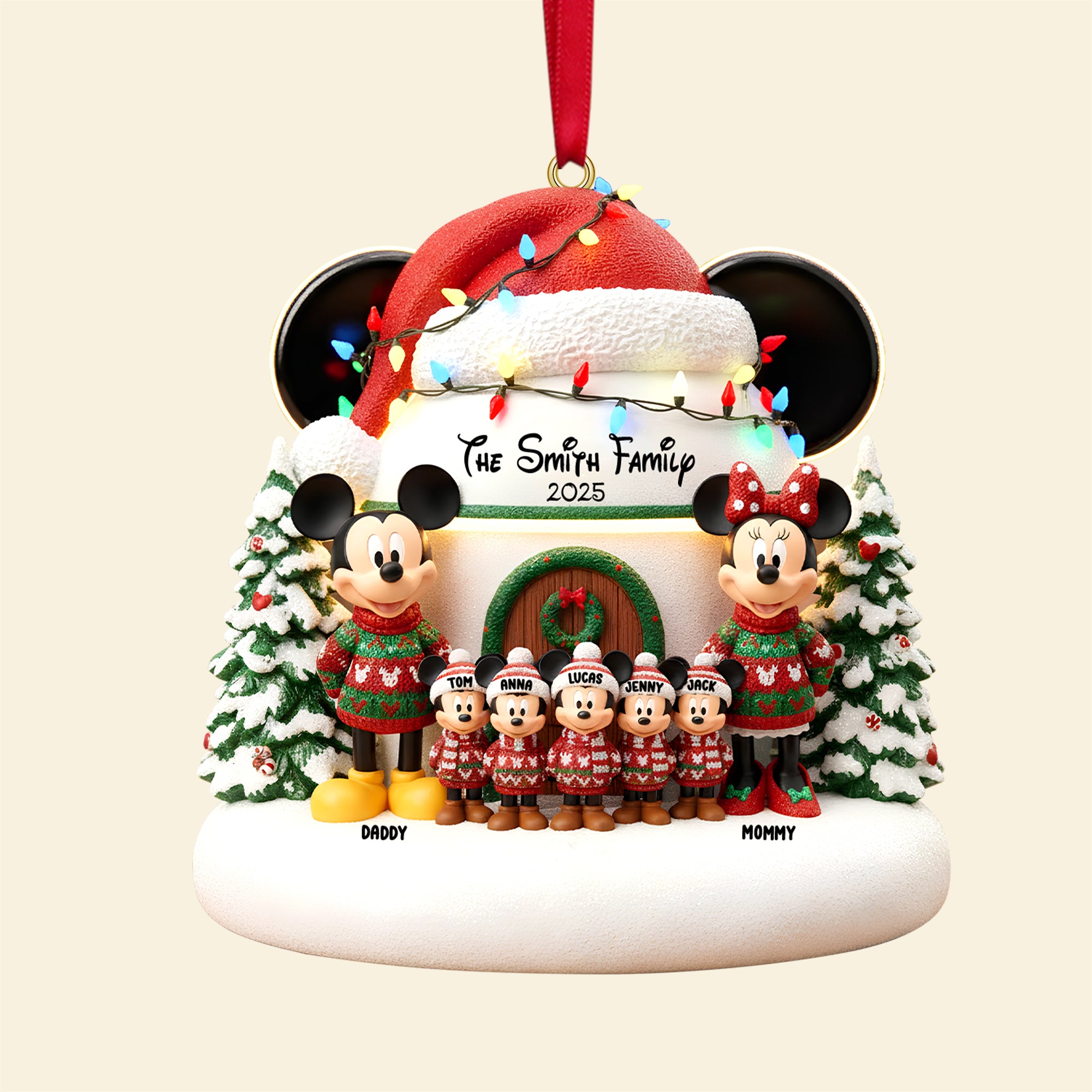 Cute Cartoon Family Personalized Gifts For Family Christmas Ornament 01totn271025 - Image 4
