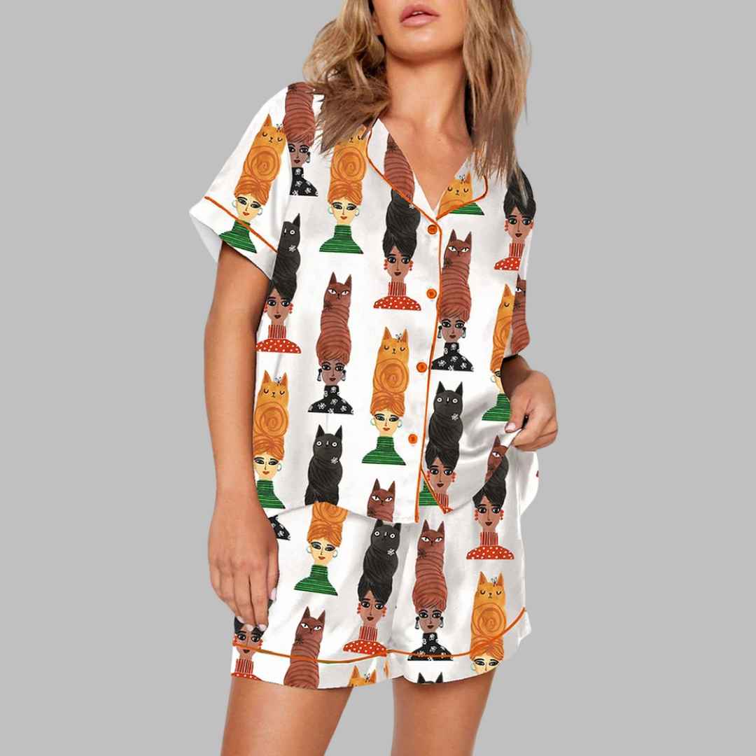 Cute Cat Hair Pajama Set - Image 2