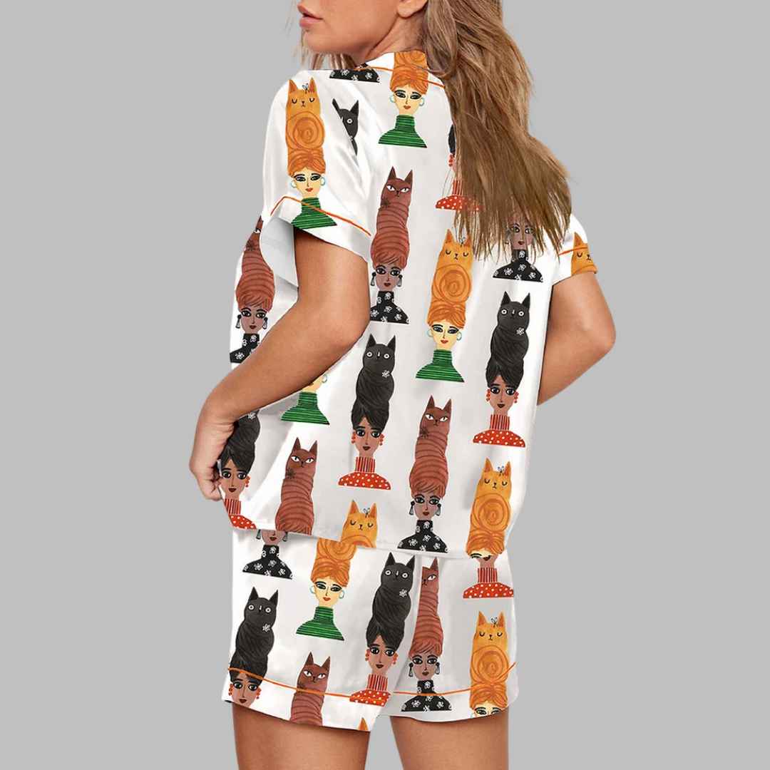 Cute Cat Hair Pajama Set - Image 3