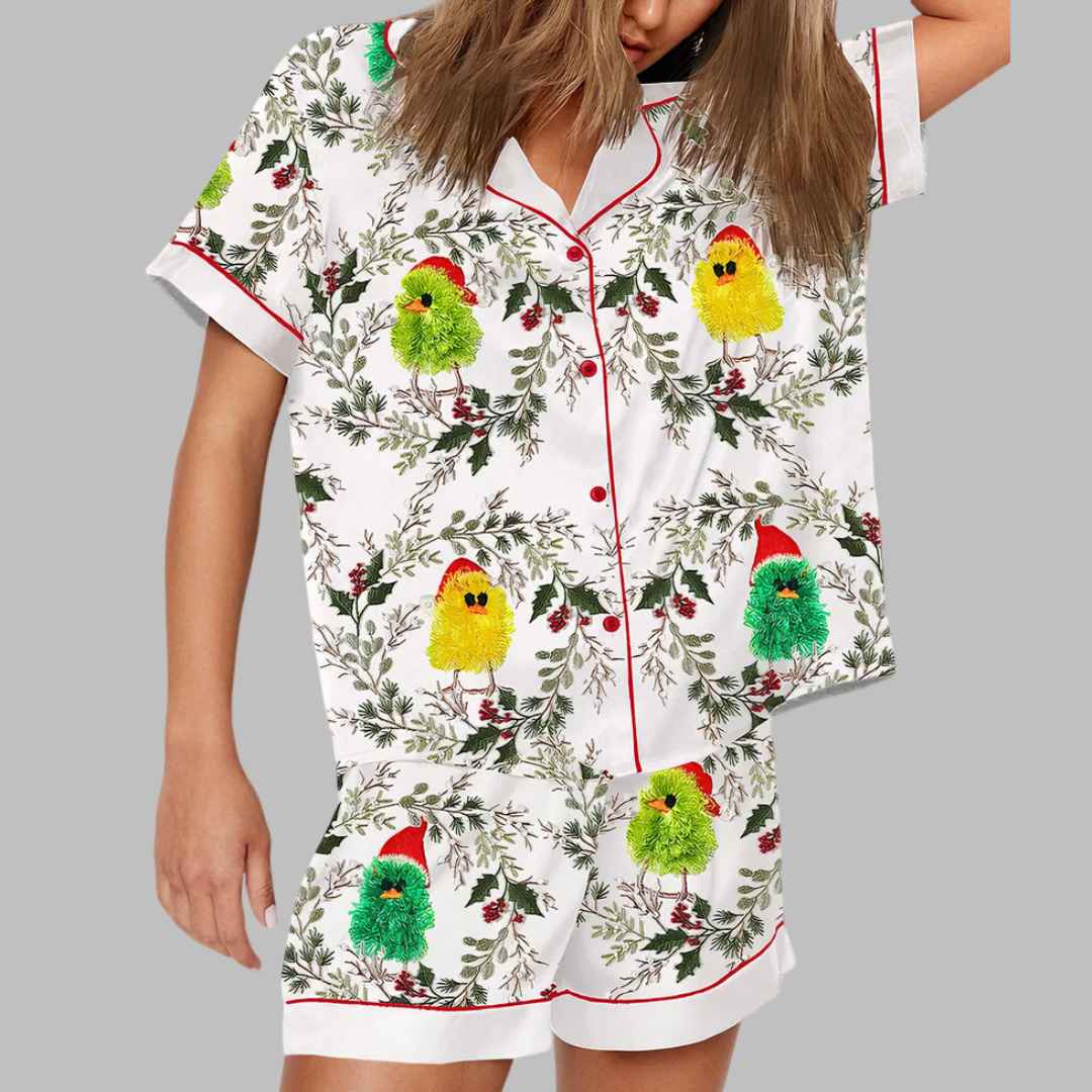 Cute Chick Christmas Art Pajama Set