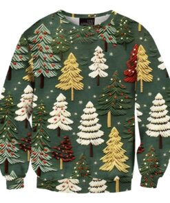 Cute Christmas Tree Printed Ugly Christmas Sweater 