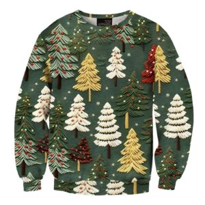 Cute Christmas Tree Printed Ugly Christmas Sweater - Grishko.com
