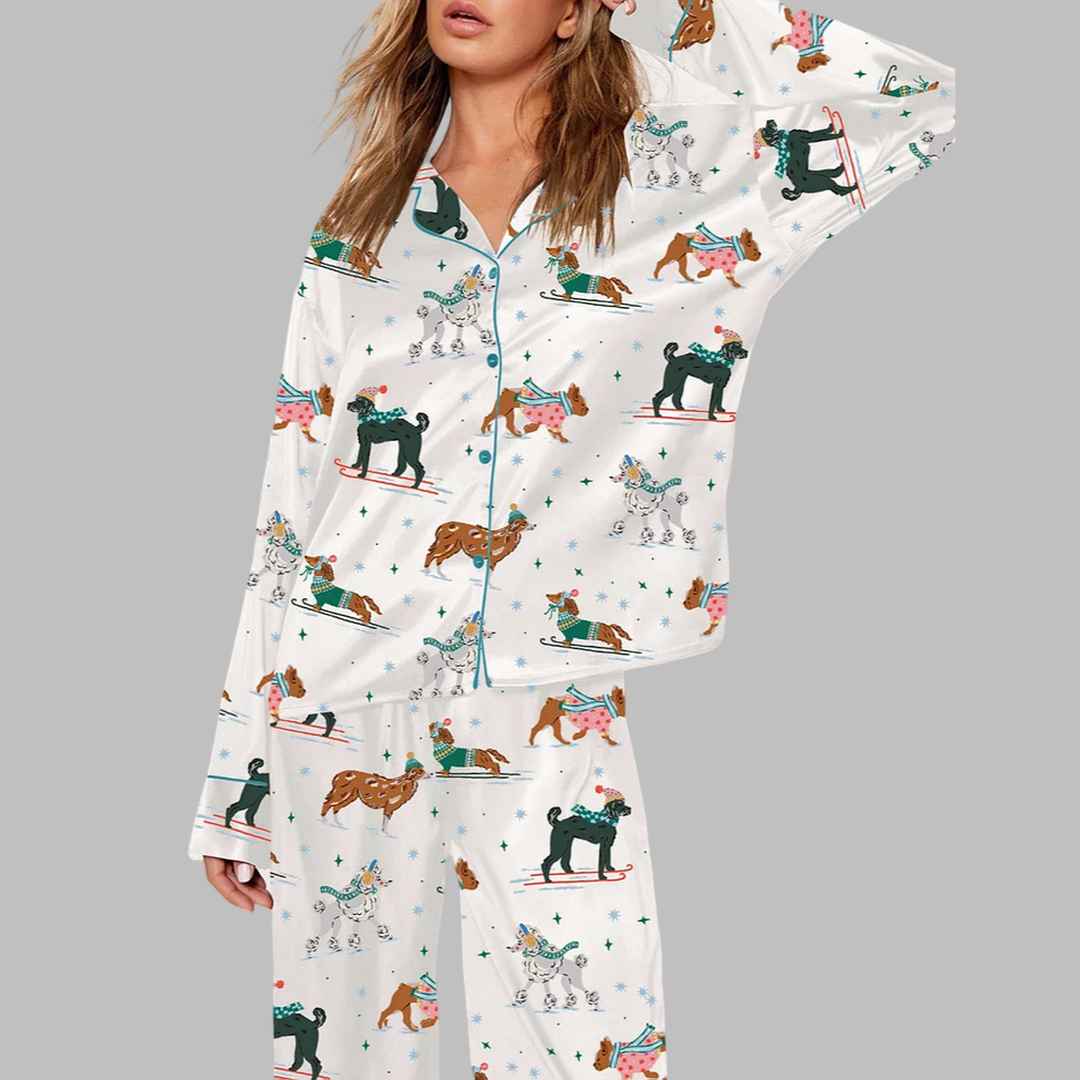 Cute Dog Apres Ski Pajama Set