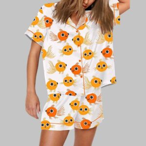 Cute Goldfish Short Sleeve Satin Pajama Set