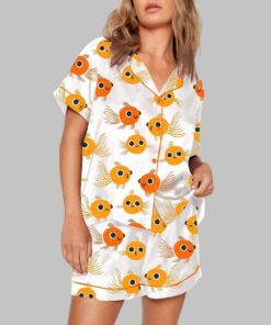 Alternative view of Cute Goldfish Short Sleeve Satin Pajama Set