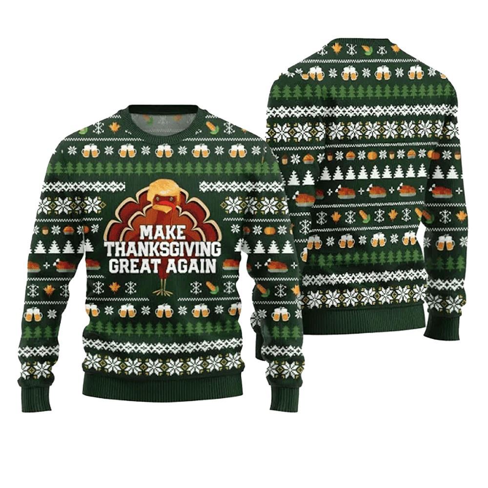 Alternative view of Cute Make Thanksgiving Great Again Ugly Sweater - Grishko.com