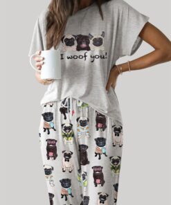 Cute Pug Casual Pajama Set