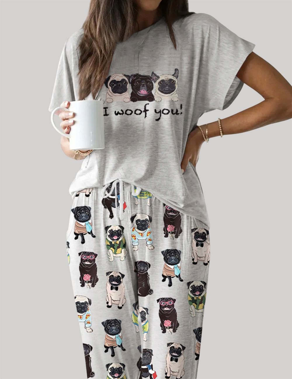 Cute Pug Casual Pajama Set