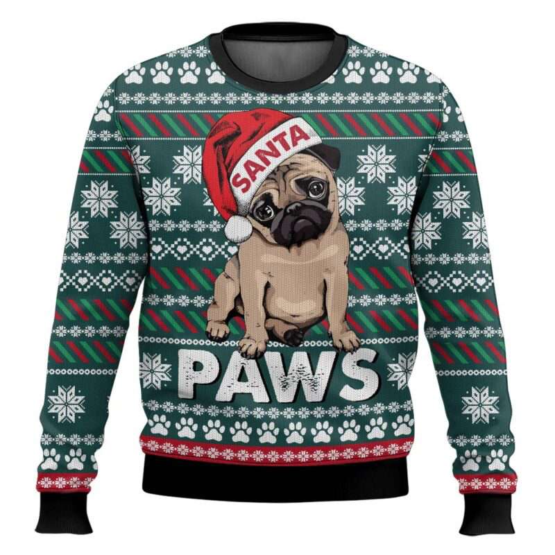 Cute Pug Santa Paws Ugly Christmas Sweater