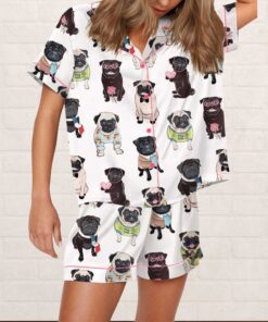 Cute Pug Silky Satin Pajama Set