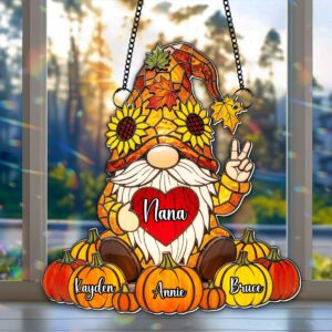 Cute Pumpkin Gnome Suncatcher - Personalized Gifts For Grandma 07NALU150725