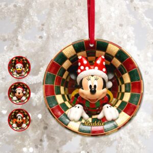 Cute Round Ceramic Ornament - Personalized Gift For Christmas Ornament 04PGMG021025