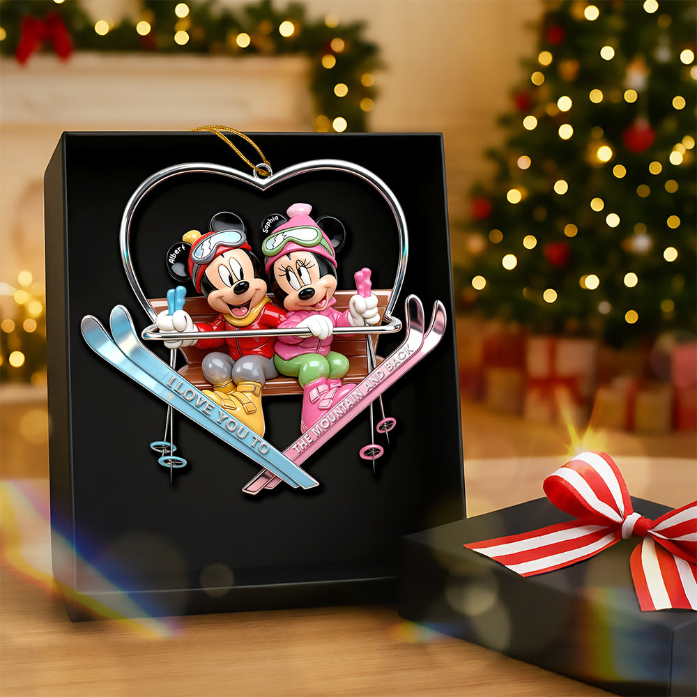 Cute Skiing Couple Acrylic Ornament - Personalized Gifts For Skiing Couple 03QHQN101125