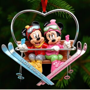 Alternative view of Cute Skiing Couple Acrylic Ornament - Personalized Gifts For Skiing Couple 03QHQN101125