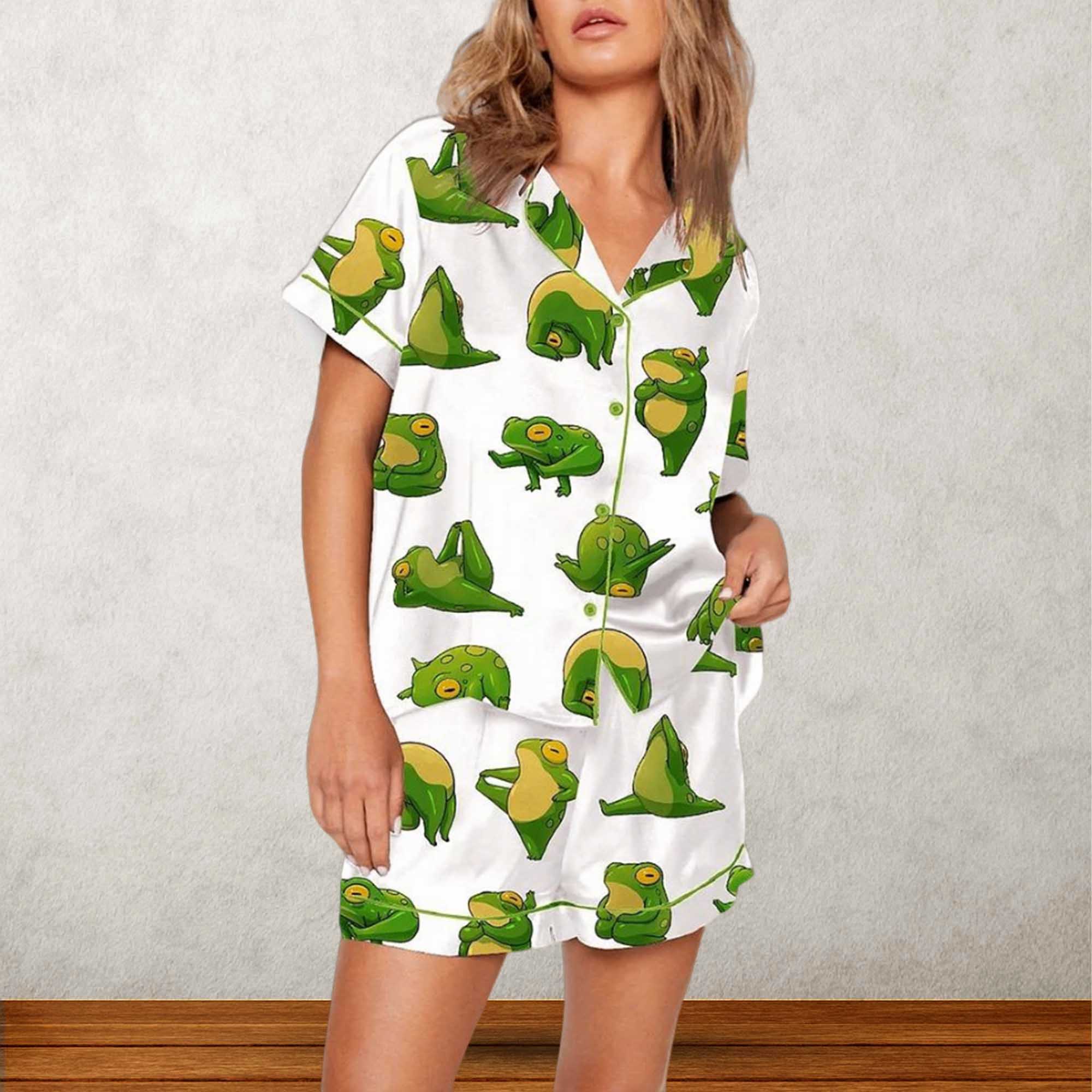 Alternative view of Cute Yoga Frogs Pajama Set For Women