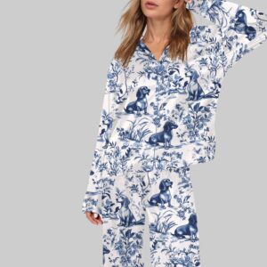 Alternative view of Dachshund Blue Pajama Set For Women