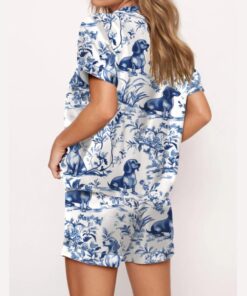 Alternative view of Dachshund Blue Satin Pajama Set