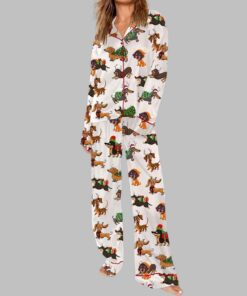 Alternative view of Dachshund Christmas Wiener Dog Pajama Set