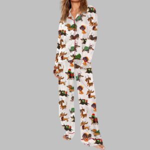 Alternative view of Dachshund Christmas Wiener Dog Pajama Set