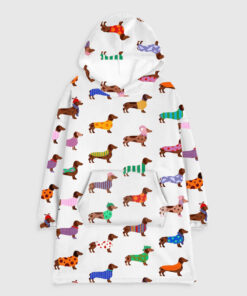 Dachshund Cute Dog Flannel Blanket Hoodie