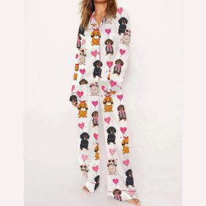 Alternative view of Dachshund Cute Dog Valentines Day Pajama Set