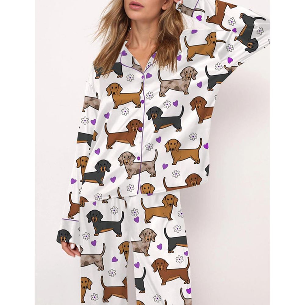 Alternative view of Dachshund Satin Pajama Set For Women