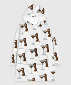 Dachshund Teeni Weeni Espresso Martini Flannel Blanket Hoodie