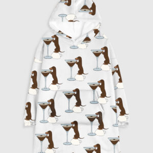 Dachshund Teeni Weeni Espresso Martini Flannel Blanket Hoodie