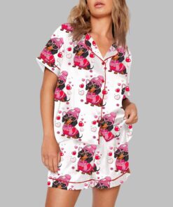 Alternative view of Dachshund Valentine Pajama Set