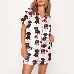 Alternative view of Dachshund Valentines Print Pajama Set