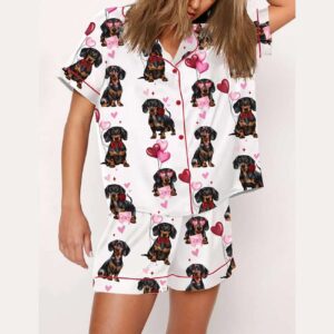 Dachshund Valentines Print Pajama Set