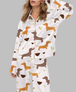 Dachshund Weenies And Tinis Satin Pajama Set