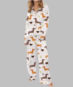 Alternative view of Dachshund Weenies And Tinis Satin Pajama Set