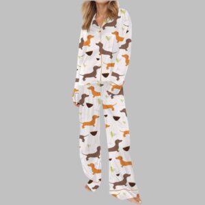 Alternative view of Dachshund Weenies And Tinis Satin Pajama Set