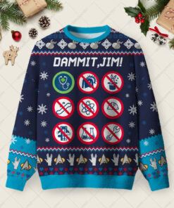Dammit Jim Ugly Christmas Fuzzy Fleece Sweatshirt