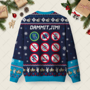 Alternative view of Dammit Jim Ugly Christmas Fuzzy Fleece Sweatshirt