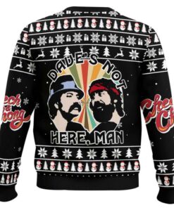 Alternative view of Dave's Not Here Man Cheech and Chong Ugly Christmas Sweater