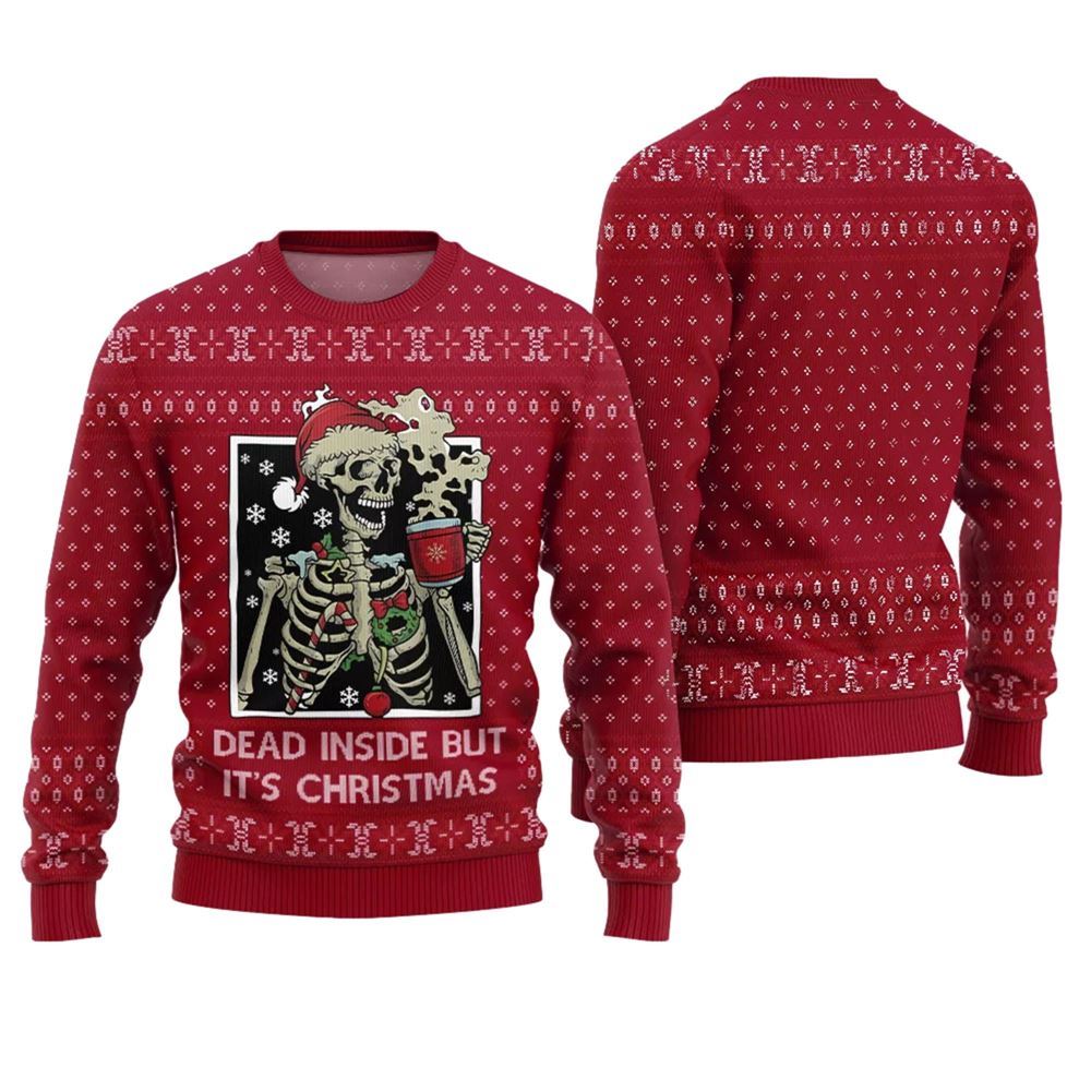 Dead Inside But It's Christmas Ugly Sweater - Grishko.com