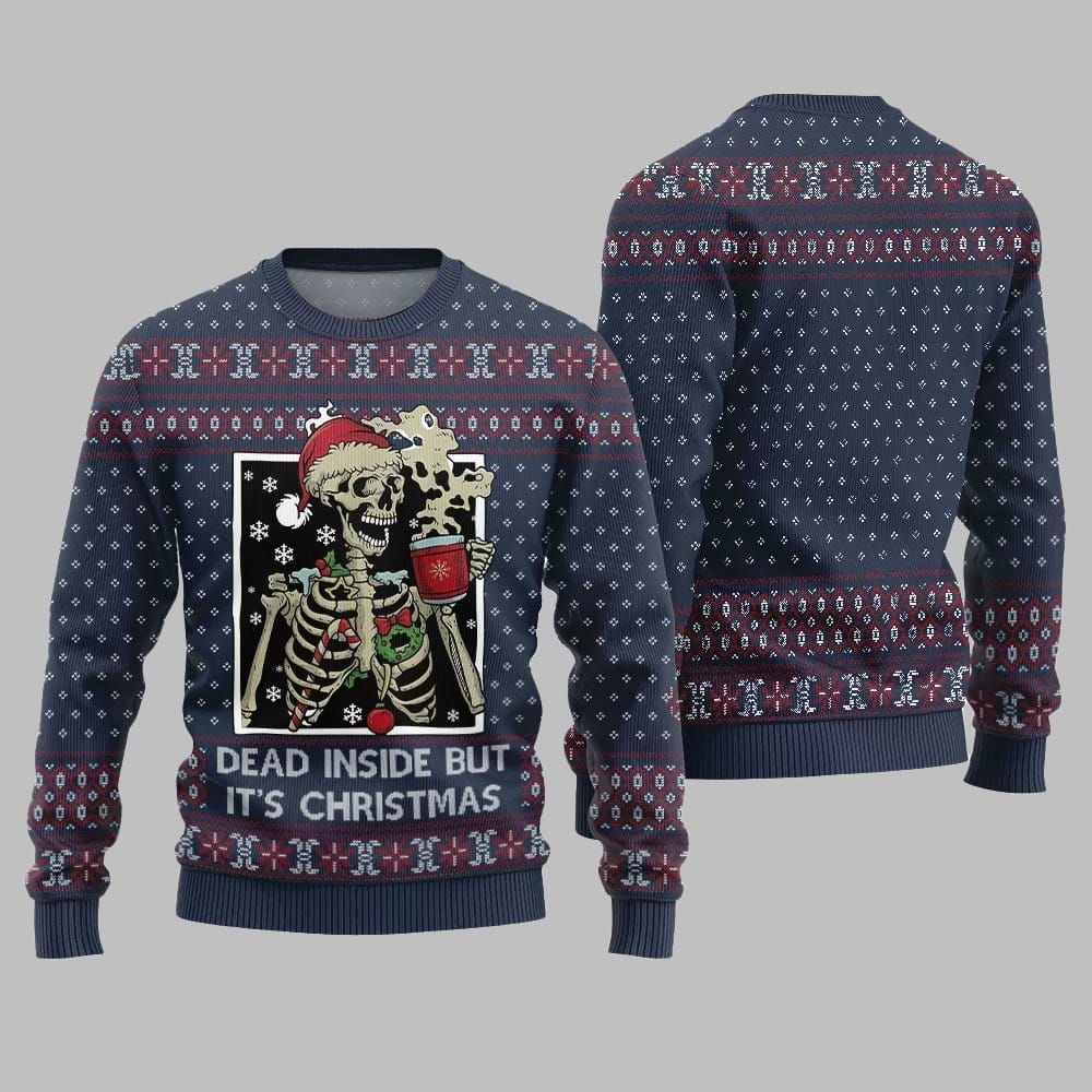 Alternative view of Dead Inside But It's Christmas Ugly Sweater 2025 Christmas - Grishko.com