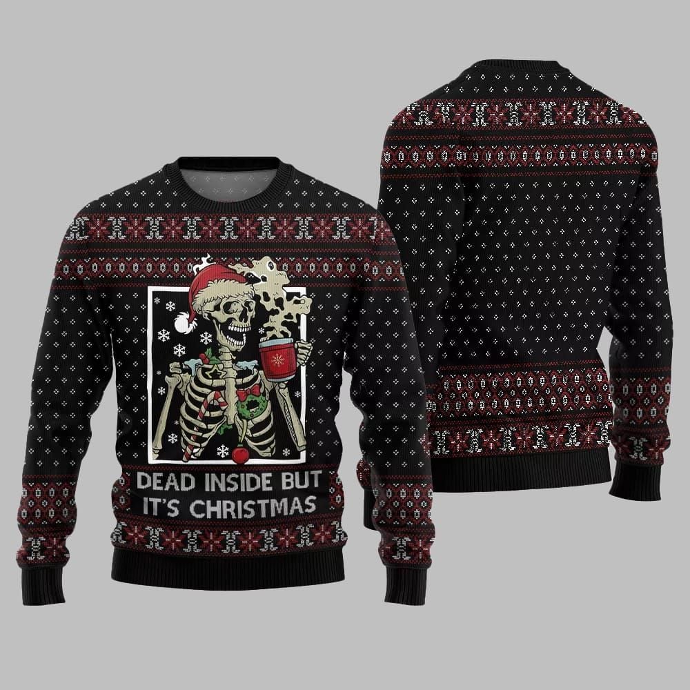 Dead Inside But It's Christmas Ugly Sweater 2025 Christmas - Grishko.com
