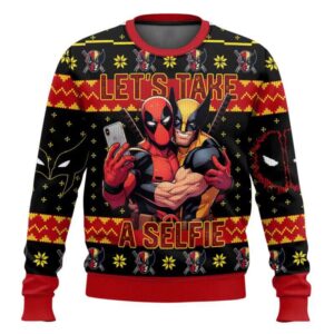 Deadpool And Wolverine Let's Take A Selfie Ugly Christmas Sweater