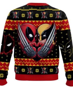 Alternative view of Deadpool And Wolverine Let's Take A Selfie Ugly Christmas Sweater
