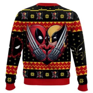 Alternative view of Deadpool And Wolverine Let's Take A Selfie Ugly Christmas Sweater