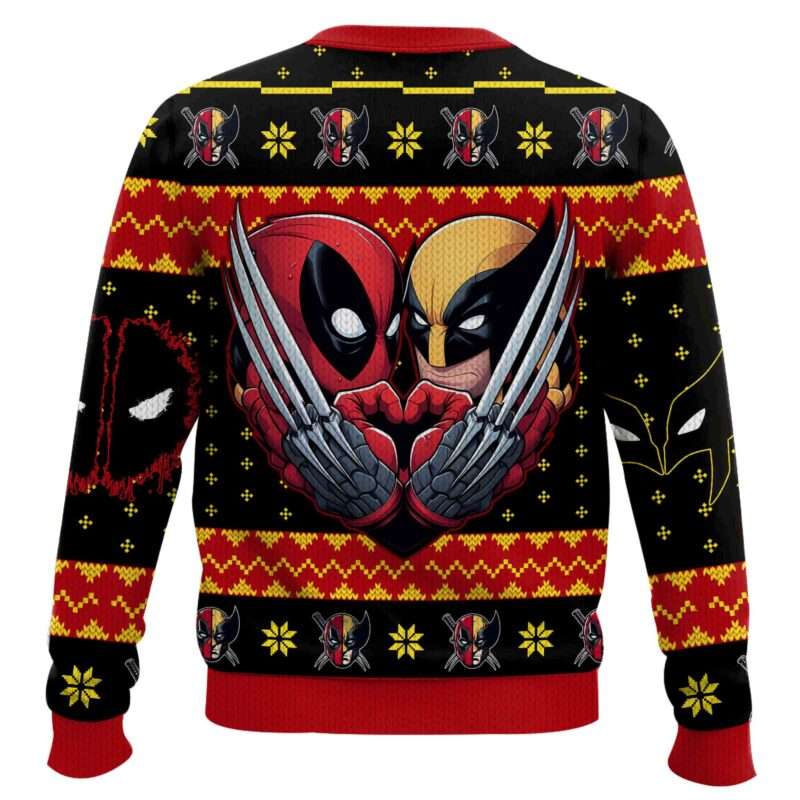 Alternative view of Deadpool And Wolverine Let's Take A Selfie Ugly Christmas Sweater