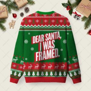 Alternative view of Dear Santa I Was Framed Ugly Christmas Fuzzy Fleece Sweatshirt